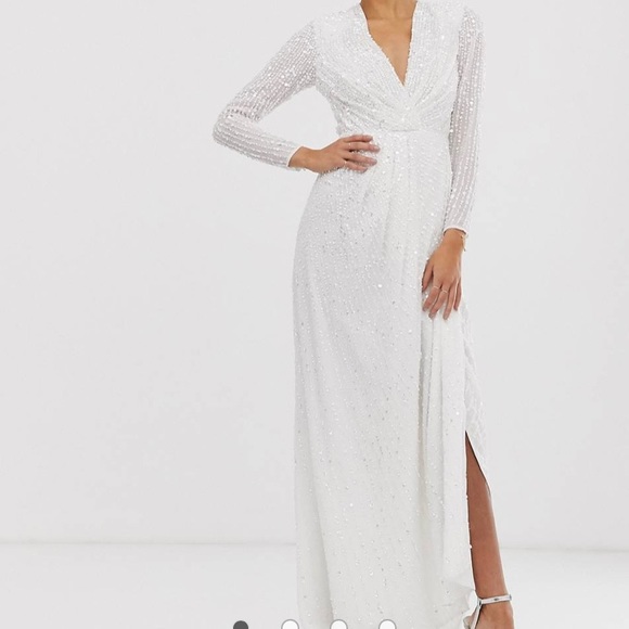 Sequin wedding dress, asos size US 2 - Picture 5 of 6